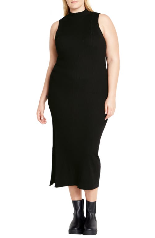 Shop City Chic Kenia Sleeveless Ribbed Sweater Dress In Black