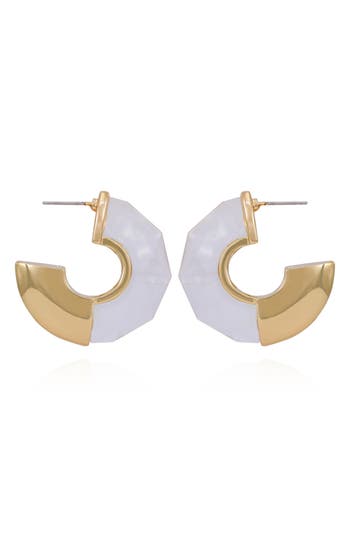 Shop Vince Camuto Clearly Disco Hoop Earrings In White/gold Tone