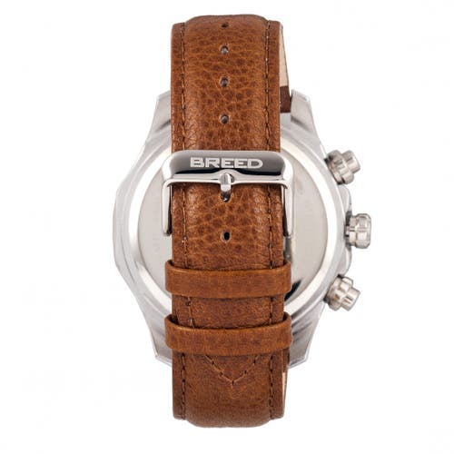 Breed Lacroix Chronograph Leather-band Watch In Silver/brown