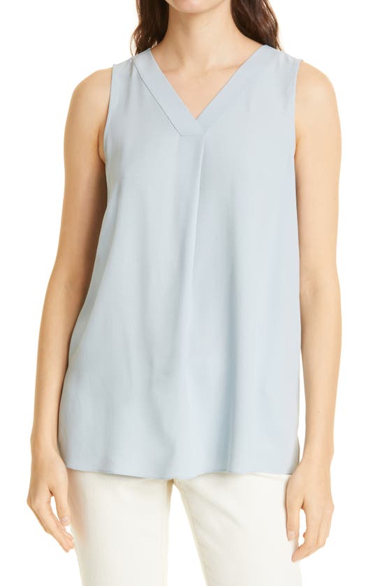 Eileen Fisher Silk V Neck Tank, Regular & Plus In Frost