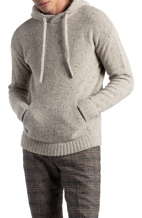 SOFT CLOTH Tweed Wool Blend Jersey Hoodie Sweater in Oatcake