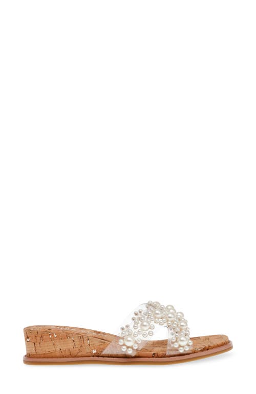 Anne Klein Womens Embellished Manmade Slide In Clear Vinyl/cork