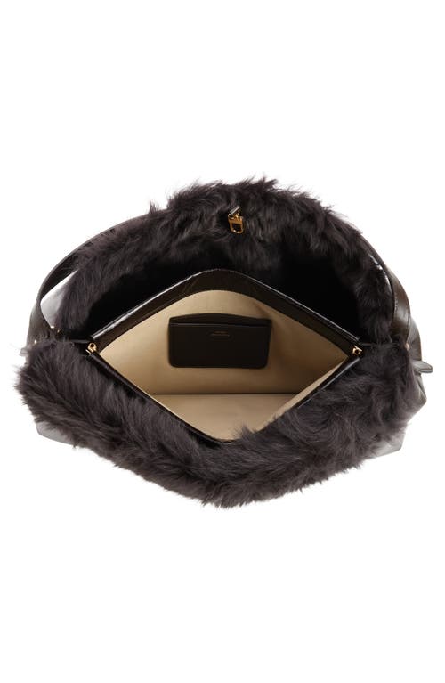 Totême Toteme T-lock Leather & Genuine Shearling Top Handle Bag In Bark
