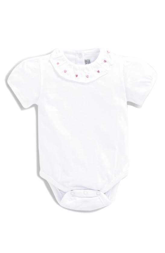 Jojo Maman Bébé Babies' Heart Embroidered Bodysuit In White