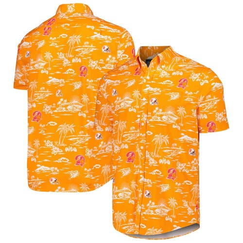 Men's Reyn Spooner Orange Tampa Bay Buccaneers Throwback Kekai Print Button-Up Shirt