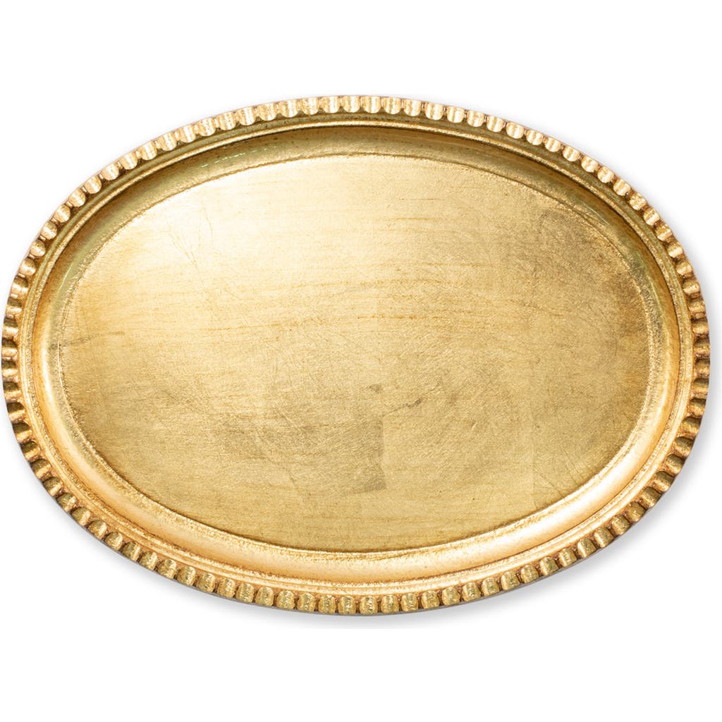 Vietri Florentine Wooden Accessories Gold Small Oval Tray In Gold