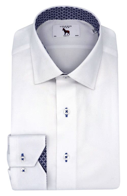 Lorenzo Uomo Trim Fit Solid Cotton Dress Shirt in White