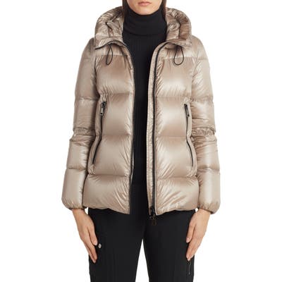 Moncler Serite Hooded Quilted Down Puffer Jacket, (fits like 6-8 US) - Beige