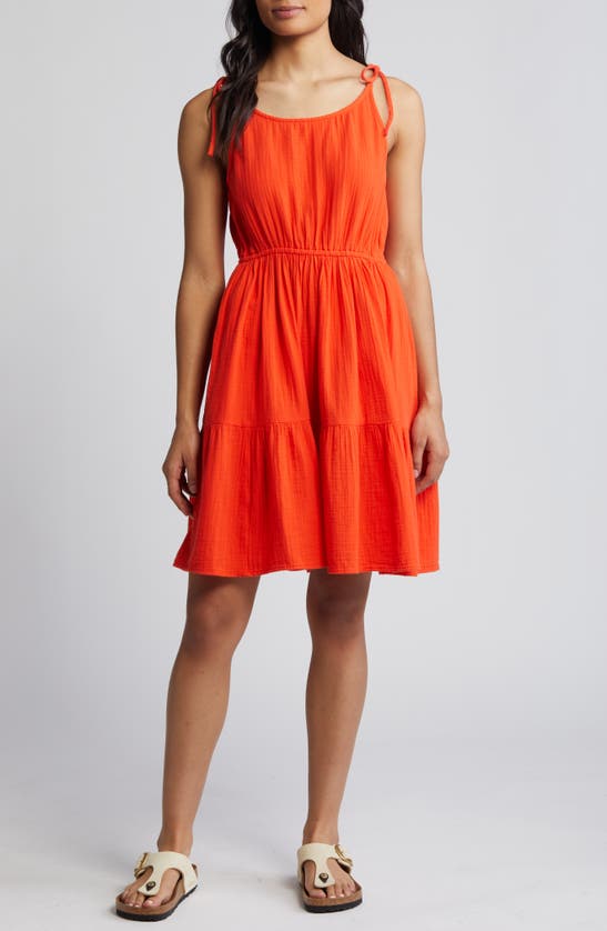 Shop Caslon Tiered Cotton Gauze Sundress In Grenadine