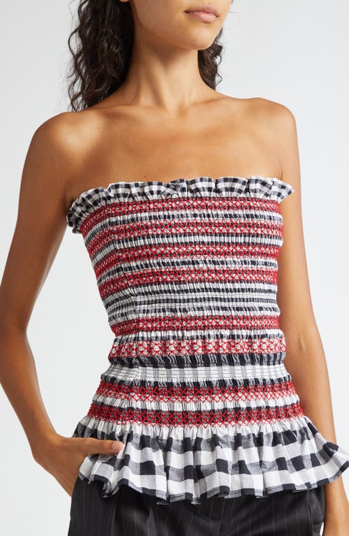 Molly Goddard Lynne Smocked Strapless Top In Black