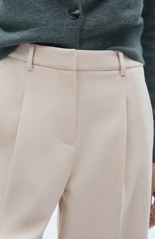 Shop Mango Pleat Front Stretch Straight Leg Pants In Beige