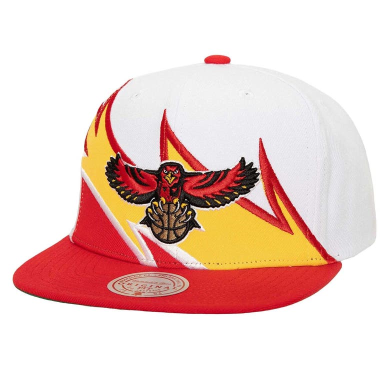 Shop Mitchell & Ness White/red Atlanta Hawks Waverunner Snapback Hat