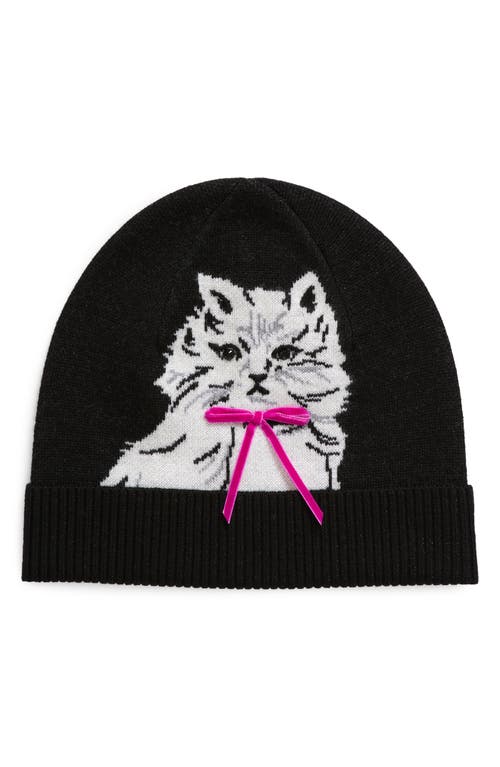 Shop Kate Spade New York Pretty Kitty Beanie In Black