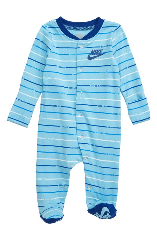 Nike Babies' Stripe Footie In Blue Glaze