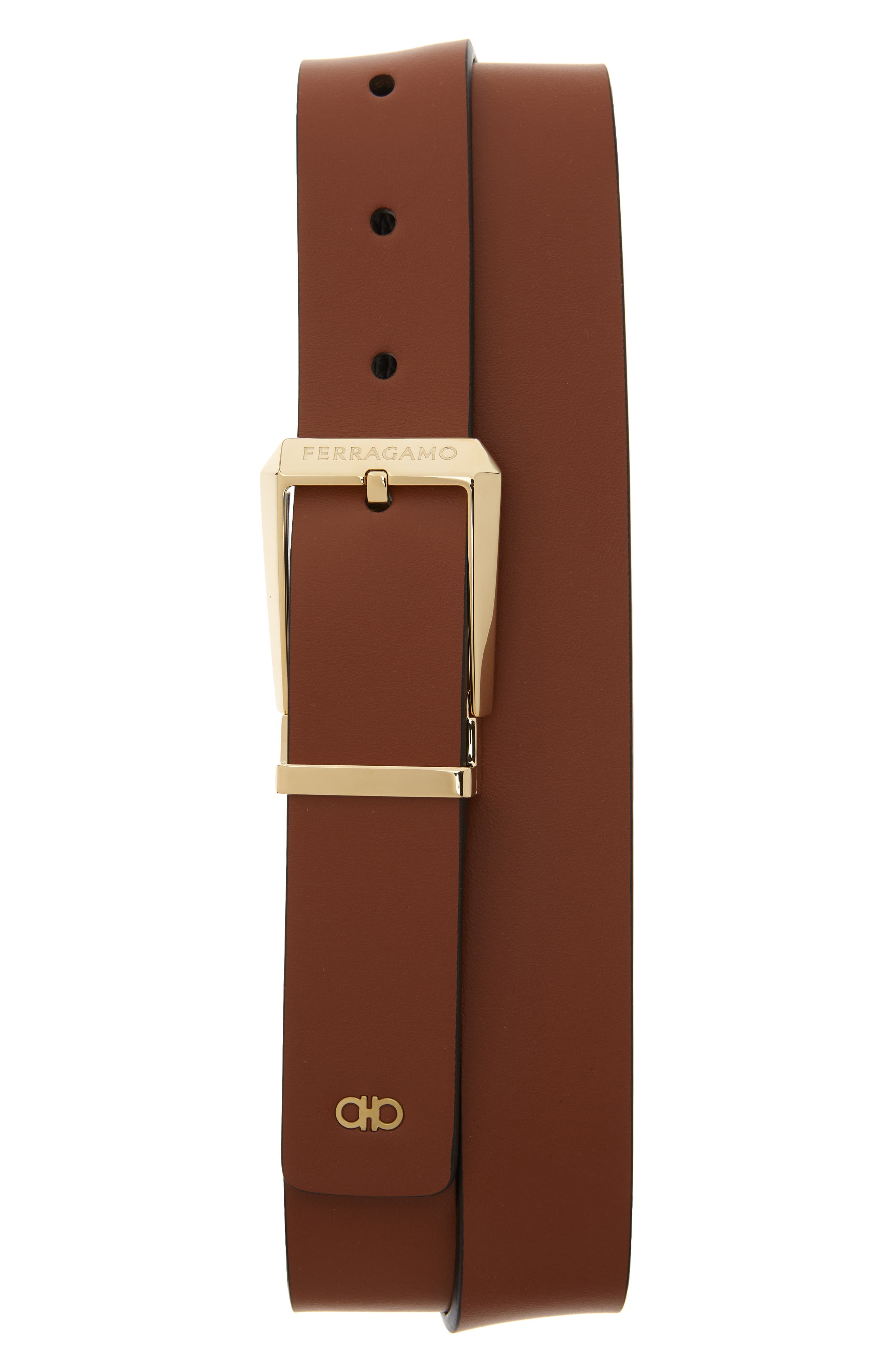 Ferragamo logo-embossed leather belt - Brown