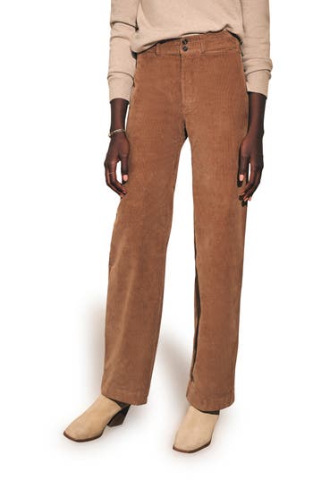 Faherty Stretch Cord Wide Leg Pants In Cord Brown