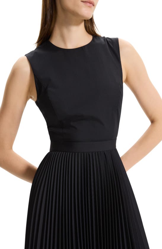 Shop Theory Pleat Skirt Midi Dress In Black