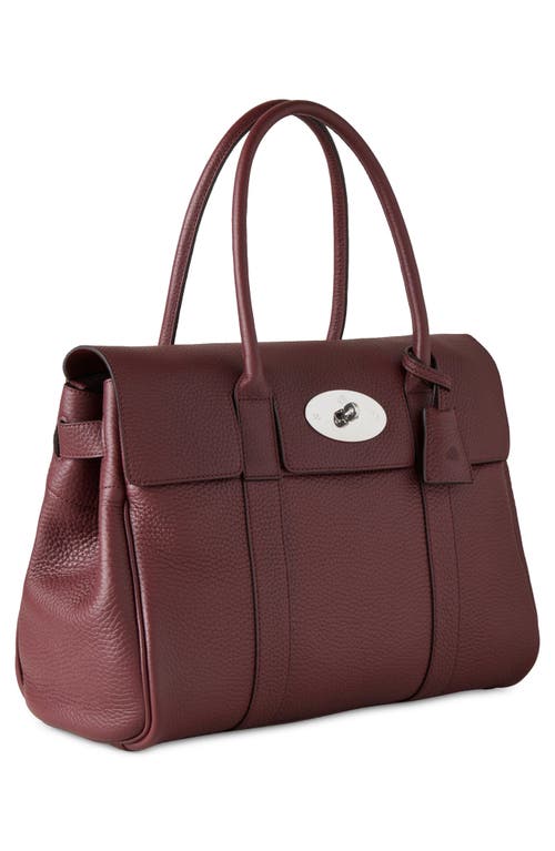 Shop Mulberry Bayswater Grained Leather Satchel In Black Cherry