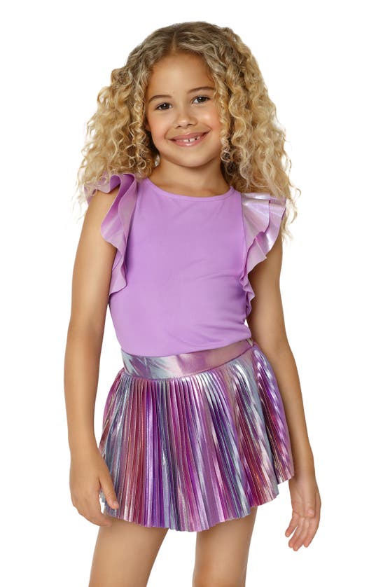 Shop Mia New York Kids' Flutter Sleeve Top In Purple