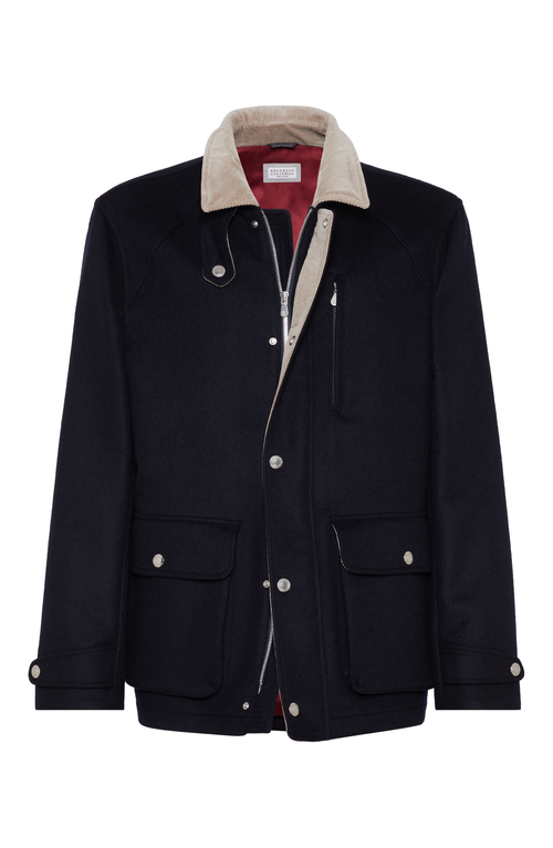 Shop Brunello Cucinelli Double Beaver Outerwear Jacket In Navy Blue