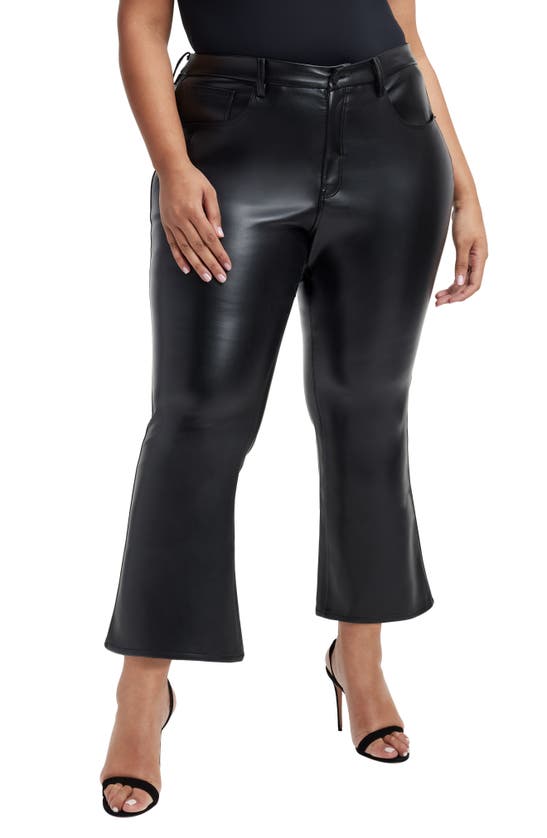 Good American Good Legs Crop Faux Leather Mini Bootcut Pants In Black001