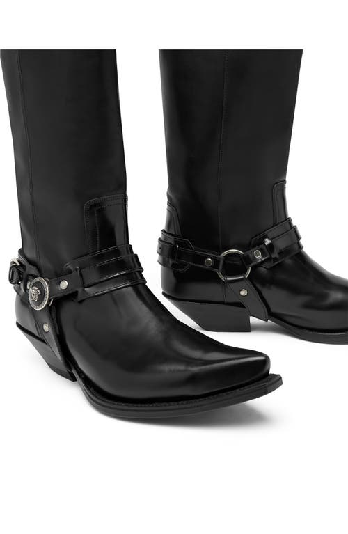 Shop Versace Medusa Harness Boot In Black-old Palladium