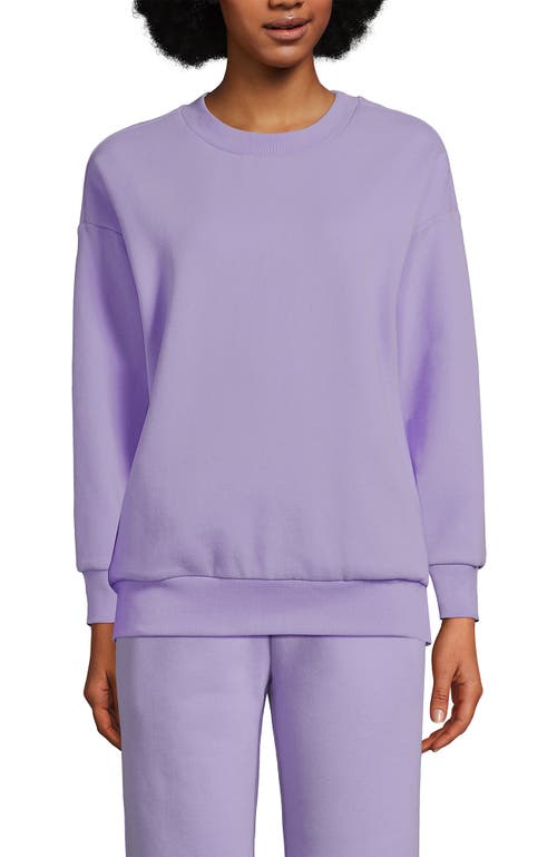 Shop Lands' End Serious Sweats Relaxed Long Sleeve Crew Neck Sweatshirt In Lavender Cloud