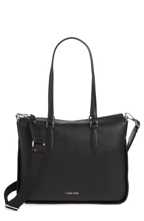 Shop Calvin Klein Fay East/west Tote In Black/silver