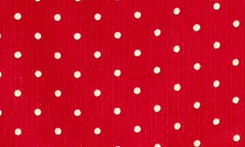 Shop Jojo Maman Bébé Jojo Maman Bebe Reindeer Appliqué Polka Dot Holiday Sleeveless Cotton Corduroy Dress In Red