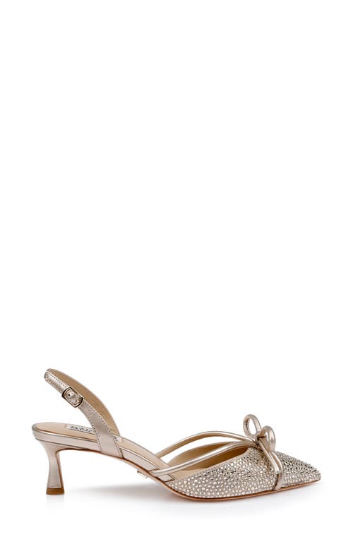 Badgley Mischka Collection Angelina Slingback Pointed Toe Kitten Heel Pump In Champagne Leather