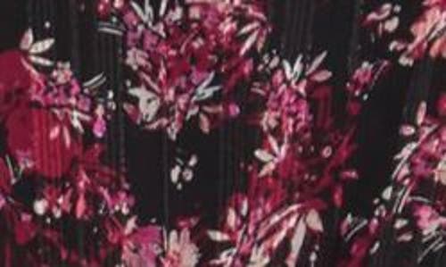 Shop Tash And Sophie Stripe Floral Long Sleeve Midi Dress In Black/maroon Floral