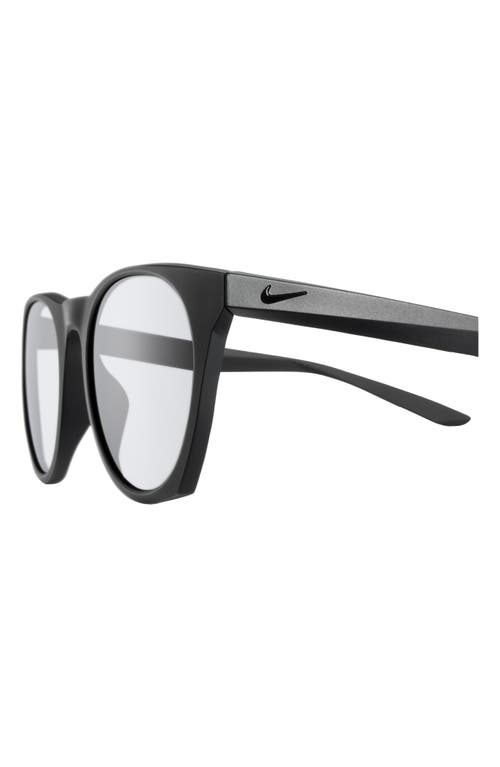 Nike Essential Horizon 51mm Round Blue Light Blocking Glasses In Matte Black/blue Light