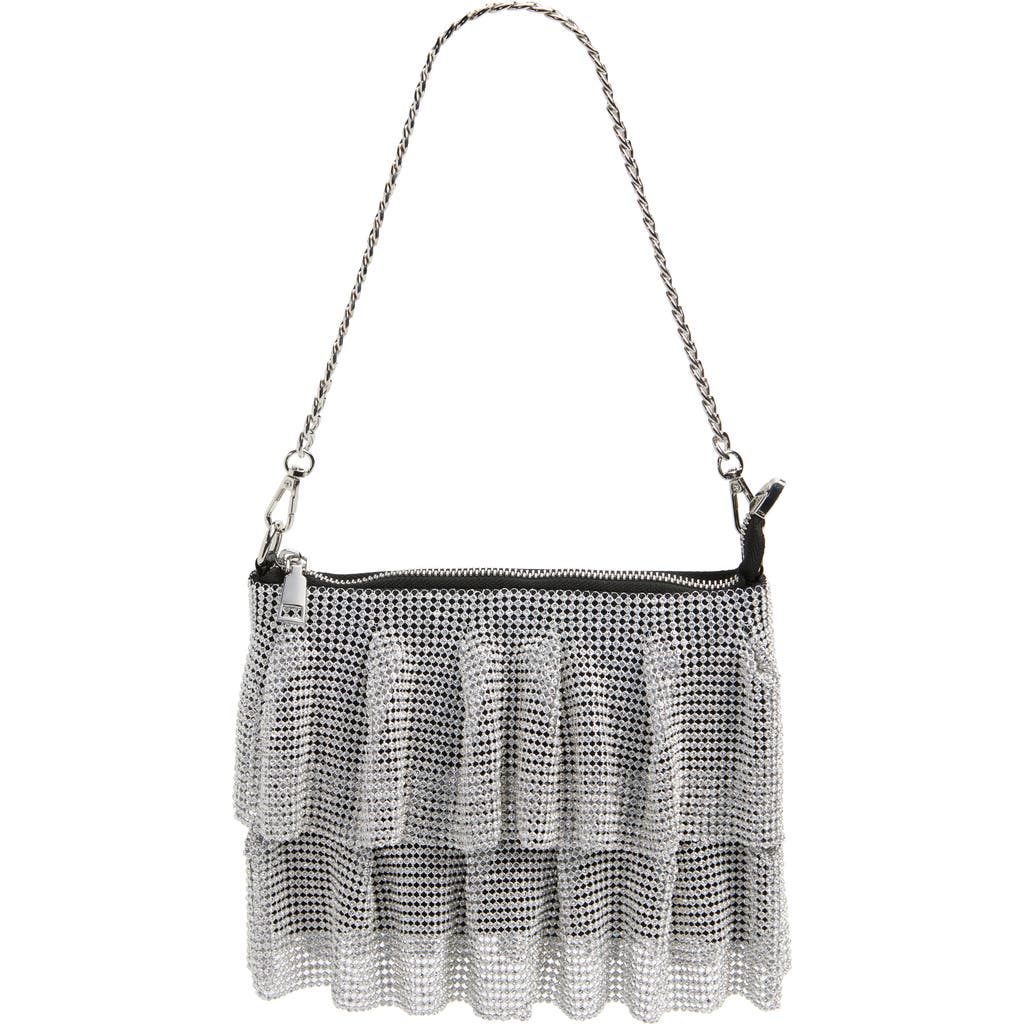 Natasha Crystal Mesh Shoulder Bag In Black/crystal
