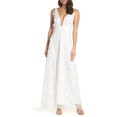 Foxiedox Camilla Embellished Plunge Evening Dress, Ivory