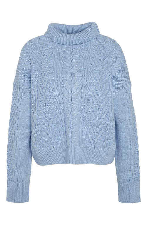 Shop Barbour Beatrix Cable Knit Cotton & Wool Blend Sweater In Blue Sky