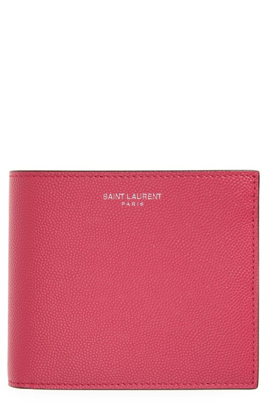 New Saint Laurent East/West Bifold Wallet in Grain de Poudre Embossed  Leather
