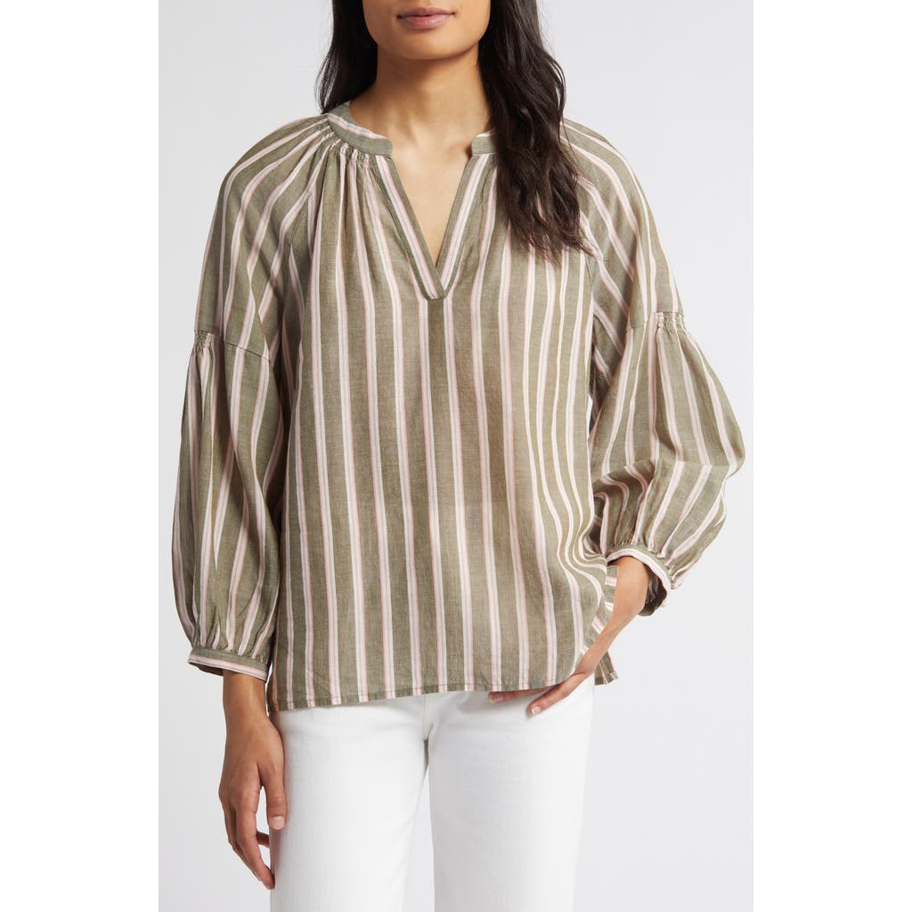 Caslonr Caslon(r) Stripe Popover Top In Brown