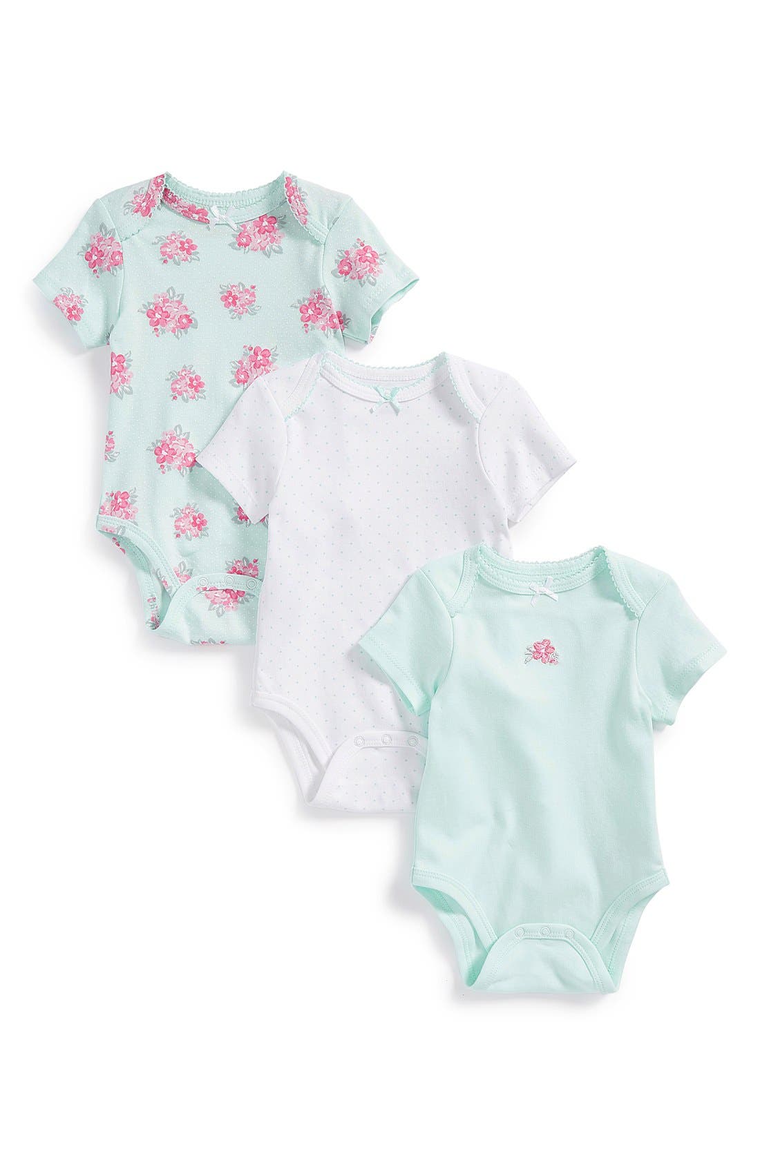 Little Me 'Posies' Cotton Bodysuits (Set of 3) (Baby Girls) Nordstrom