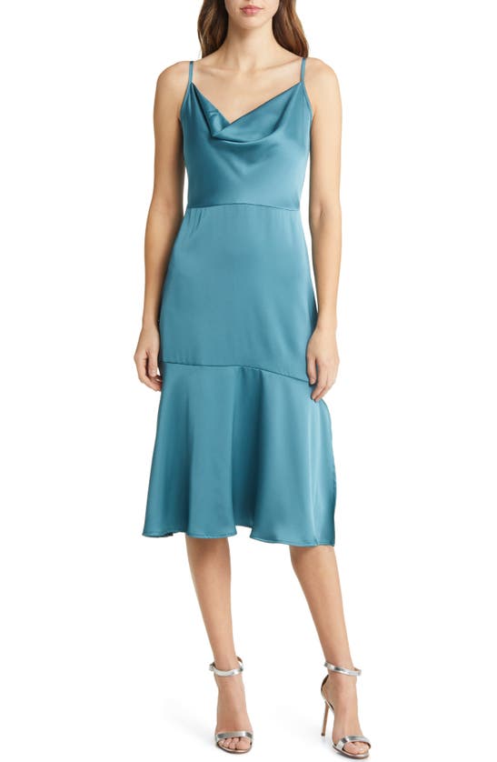 Sam Edelman Cowl Neck Satin Midi Dress In Industrial | ModeSens