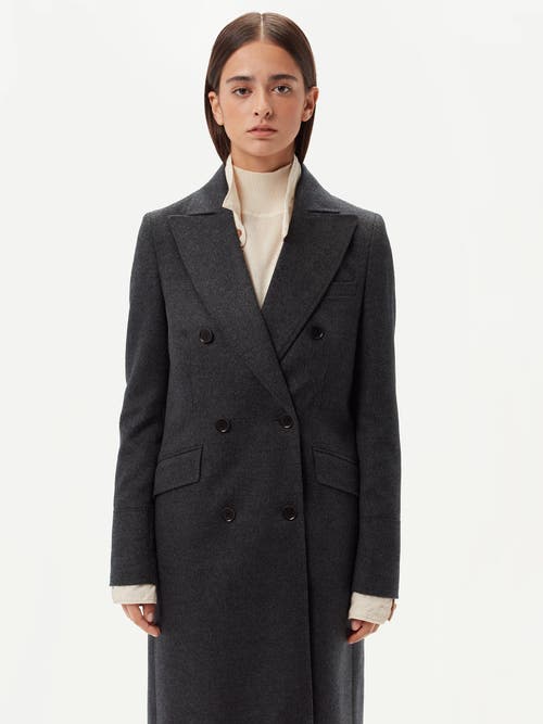 Gobi Mongolian Cashmere Cashmere Peak Lapel Long Coat In Charcoal