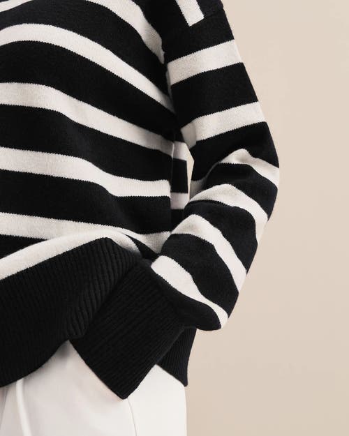 Lilysilk The Tarra Stripe Sweater In Black