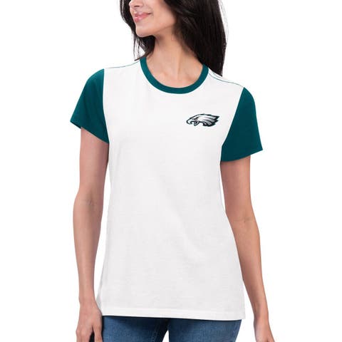 G-III 4Her by Carl Banks White/Green Michigan State Spartans Lead Off Ombre Raglan 3/4-Sleeve V-Neck