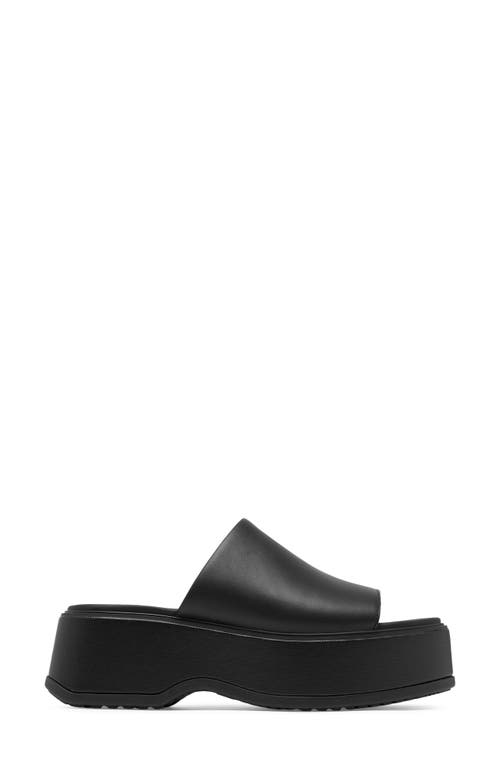 Sorel Dayspring Womens Leather Wedge Slide Sandals In Black/black