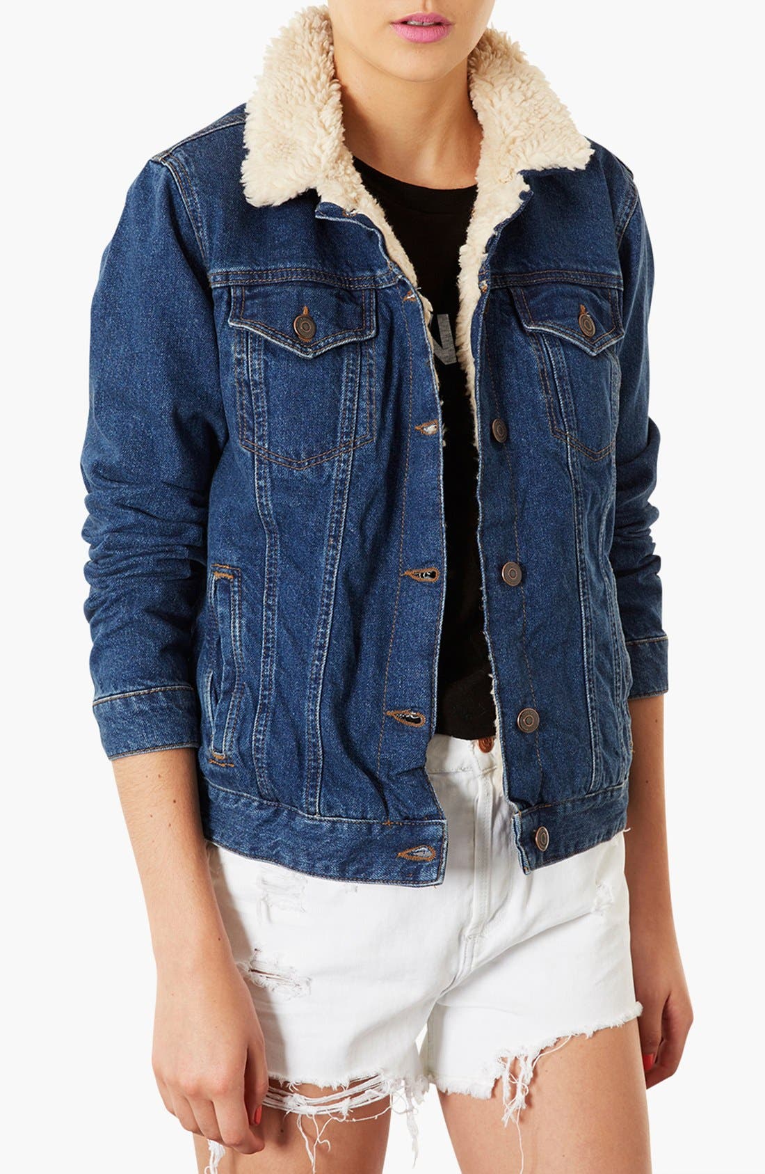 topshop sherpa denim jacket