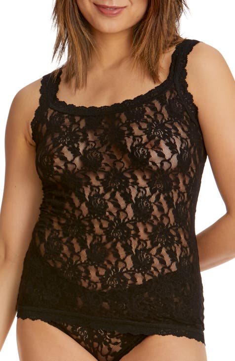 Lace Camisole Tank Tops for Women, Durable Comfy Soft Stretch Cotton Basic  Cami (Black, Small)