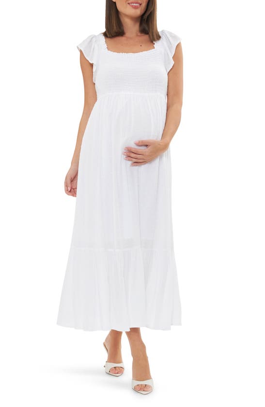 Shop Ripe Maternity Hail Spot Convertible Maxi Maternity Dress In White