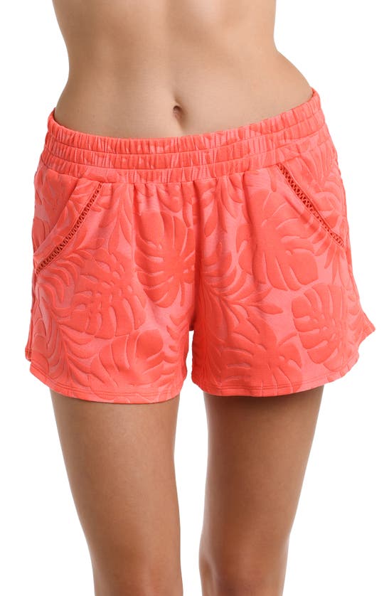 Shop La Blanca Island Palm Cover-up Shorts In Coral