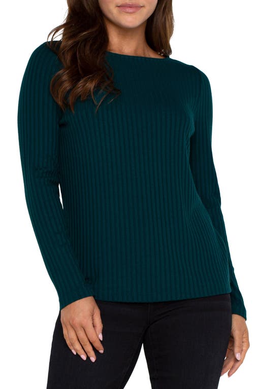 Shop Liverpool Los Angeles Rib Boat Neck Top In Dark Forest