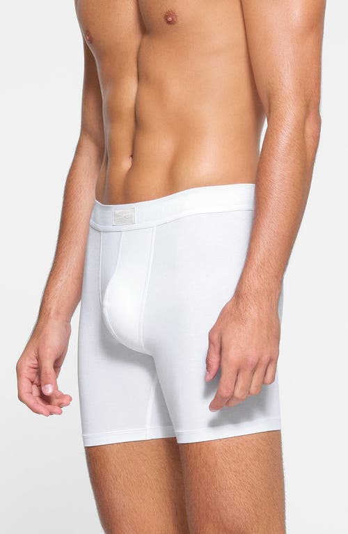 Shop Skims 3-pack 5-inch Stretch Cotton & Modal Boxer Briefs In Chalk