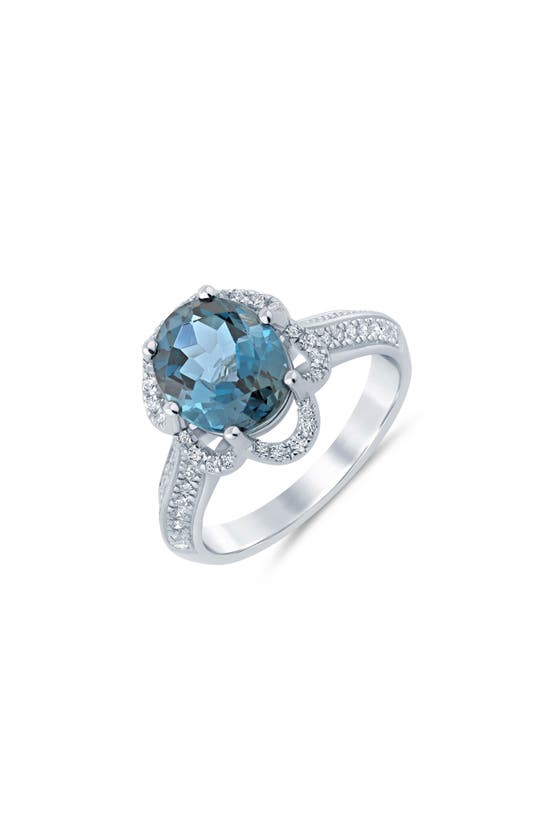 Shop Zac Posen Truly  Oval London Blue Topaz & Diamond Ring In White